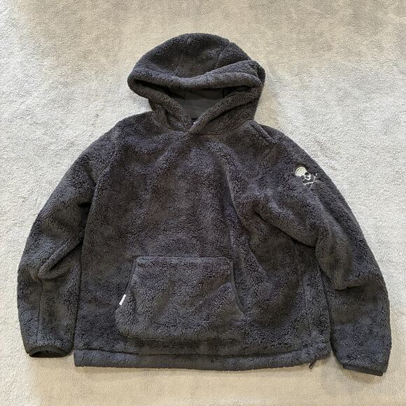 Soul Black Fuzzy Sherpa Pullover Hoodie Long Sleeve Sweatshirt Women's Size L - Picture 1 of 9